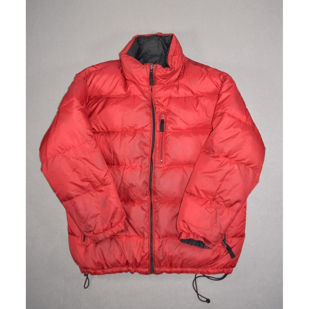 Gap Jacket Mens Large Red Black Puffer Down Insulated Reversible Bubble Coat